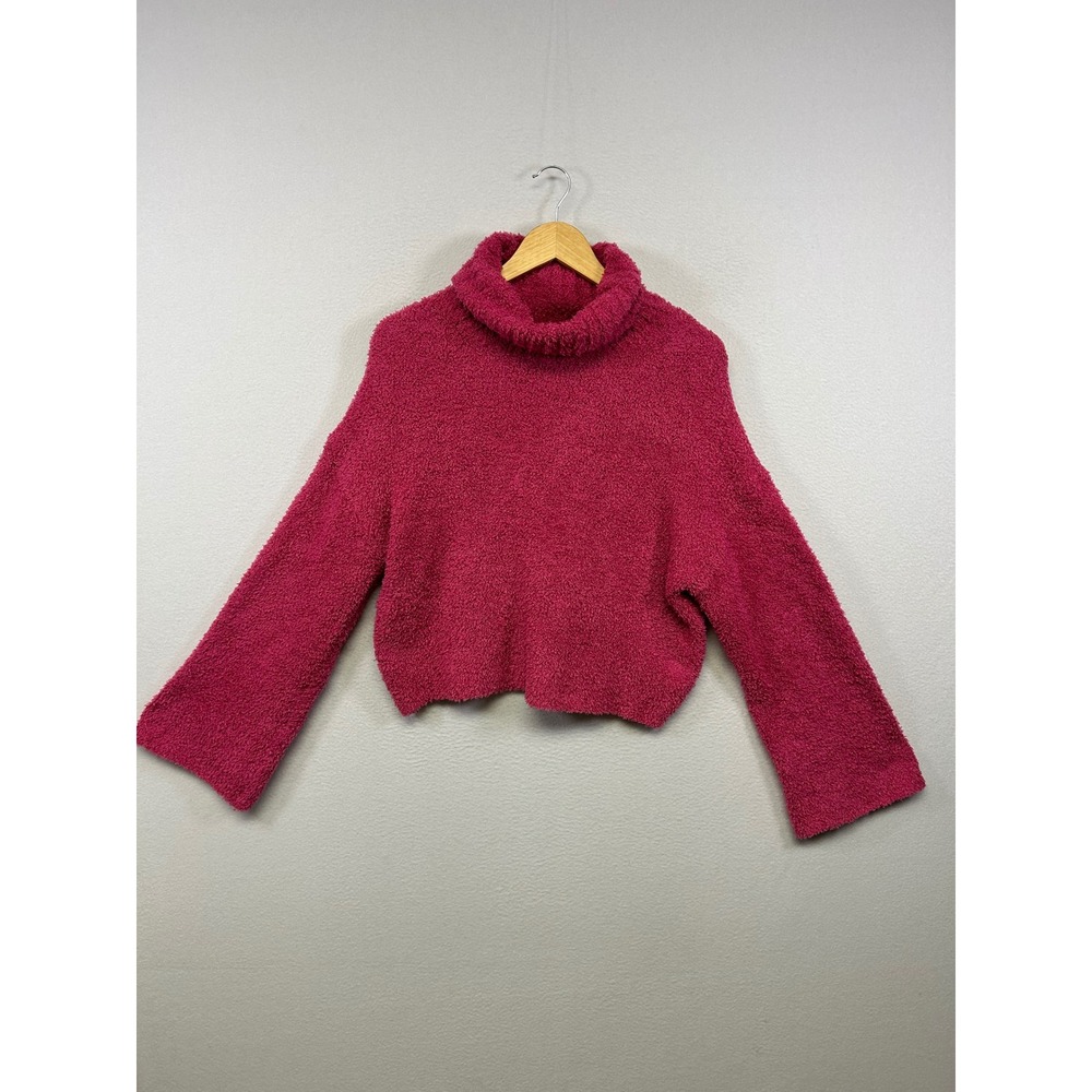 Urban Outfitters Barbiecore Cozy Women S Magenta Pink Popcorn Turtleneck Sweater